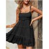 imageMakeMeChic Womens Summer Mini Dress Wedding Guest Dresses Spaghetti Strap Beach Boho Flowy SundressesBlack