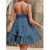 imageMakeMeChic Womens Summer Mini Dress Wedding Guest Dresses Spaghetti Strap Beach Boho Flowy SundressesDusty Blue