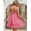 imageMakeMeChic Womens Summer Mini Dress Wedding Guest Dresses Spaghetti Strap Beach Boho Flowy SundressesWatermelon Pink