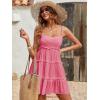 imageMakeMeChic Womens Summer Mini Dress Wedding Guest Dresses Spaghetti Strap Beach Boho Flowy SundressesWatermelon Pink