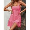 imageMakeMeChic Womens Summer Mini Dress Wedding Guest Dresses Spaghetti Strap Beach Boho Flowy SundressesWatermelon Pink