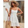 imageMakeMeChic Womens Summer Mini Dress Wedding Guest Dresses Spaghetti Strap Beach Boho Flowy SundressesWhite