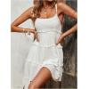 imageMakeMeChic Womens Summer Mini Dress Wedding Guest Dresses Spaghetti Strap Beach Boho Flowy SundressesWhite