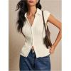 imageMakeMeChic Womens Textured Cap Sleeve Collared Slim Fit Button Down Shirt Tee TopsApricot