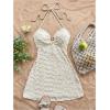 imageMakeMeChic Womens Textured Halter Dress Metal Starfish Backless Cut Out Summer Mini DressesBeige B