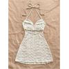 imageMakeMeChic Womens Textured Halter Dress Metal Starfish Backless Cut Out Summer Mini DressesBeige B