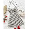 imageMakeMeChic Womens Textured Halter Dress Metal Starfish Backless Cut Out Summer Mini DressesBlack and White