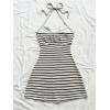 imageMakeMeChic Womens Textured Halter Dress Metal Starfish Backless Cut Out Summer Mini DressesBlack and White