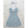 imageMakeMeChic Womens Textured Halter Dress Metal Starfish Backless Cut Out Summer Mini DressesBlue