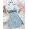 imageMakeMeChic Womens Textured Halter Dress Metal Starfish Backless Cut Out Summer Mini DressesBlue