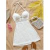 imageMakeMeChic Womens Textured Halter Dress Metal Starfish Backless Cut Out Summer Mini DressesWhite
