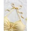 imageMakeMeChic Womens Textured Halter Dress Metal Starfish Backless Cut Out Summer Mini DressesYellow