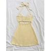 imageMakeMeChic Womens Textured Halter Dress Metal Starfish Backless Cut Out Summer Mini DressesYellow