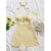 imageMakeMeChic Womens Textured Halter Dress Metal Starfish Backless Cut Out Summer Mini DressesYellow