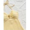 imageMakeMeChic Womens Textured Halter Dress Metal Starfish Backless Cut Out Summer Mini DressesYellow B