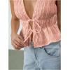 imageMakeMeChic Womens Tie Front Tank Top Sleeveless Ruffle Hem Crop Going Out TopsDusty Pink