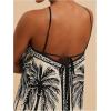 imageMakeMeChic Womens Tropical Print Halter Dress Tie Backless Spaghetti Strap Boho Short DressesApricot