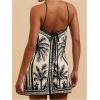 imageMakeMeChic Womens Tropical Print Halter Dress Tie Backless Spaghetti Strap Boho Short DressesApricot