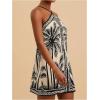 imageMakeMeChic Womens Tropical Print Halter Dress Tie Backless Spaghetti Strap Boho Short DressesApricot