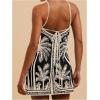 imageMakeMeChic Womens Tropical Print Halter Dress Tie Backless Spaghetti Strap Boho Short DressesBlack
