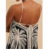 imageMakeMeChic Womens Tropical Print Halter Dress Tie Backless Spaghetti Strap Boho Short DressesBlack