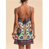 imageMakeMeChic Womens Tropical Print Halter Dress Tie Backless Spaghetti Strap Boho Short DressesMulticolor