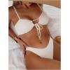 imageMakeMeChic Womens Two Piece High Waisted Triangle Bikini Set Tie Front String Bathing SuitBeige