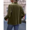 imageMakeMeChic Womens Velvet Button Down Blouse Long Sleeve Button Up ShirtArmy Green