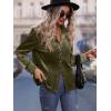 imageMakeMeChic Womens Velvet Button Down Blouse Long Sleeve Button Up ShirtArmy Green