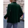 imageMakeMeChic Womens Velvet Button Down Blouse Long Sleeve Button Up ShirtDark Green