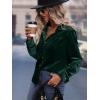 imageMakeMeChic Womens Velvet Button Down Blouse Long Sleeve Button Up ShirtDark Green