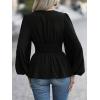imageMakeMeChic Womens Wrap Blouse V Neck Long Sleeve Ruffle Blouses Work Going Out TopsBlack