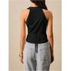imageMakeMeChic Womens Wrap V Neck Blouse Sleeveless Vest Tops Tie Back Old Money Elegant Office ShirtBlack