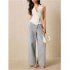 imageMakeMeChic Womens Wrap V Neck Blouse Sleeveless Vest Tops Tie Back Old Money Elegant Office ShirtWhite