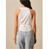 imageMakeMeChic Womens Wrap V Neck Blouse Sleeveless Vest Tops Tie Back Old Money Elegant Office ShirtWhite