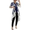 imageMakeMeChic Womens Floral Bell Sleeve Blouse V Neck High Low Tie Front Work Dressy TopsBlue