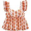 imageMakeMeChic Womens Floral Ruffle Sleeve Babydoll Shirts Sweetheart Neck Blouse Summer TopsOrange
