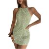 imageMakeMeChic Womens Halter Mini Dresses Y2k Backless Summer Ruched Cocktail DressMint Green