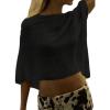 imageMakeMeChic Womens Mesh Sheer Poncho Top Crochet Knit Asymmetric Shawl Summer Beach Cover UpSolid Black