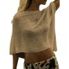 imageMakeMeChic Womens Mesh Sheer Poncho Top Crochet Knit Asymmetric Shawl Summer Beach Cover UpSolid Khaki