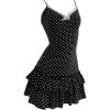 imageMakeMeChic Womens Polka Dots Lace Cami Dress V Neck Tiered Ruffle Y2k Mini DressesBlack