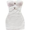 imageMakeMeChic Womens Strapless Dress Starfish Metal Sleeveless Bodycon Tube Mini DressesSolid White