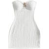 imageMakeMeChic Womens Strapless Dress Starfish Metal Sleeveless Bodycon Tube Mini DressesWhite