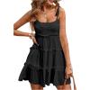imageMakeMeChic Womens Summer Mini Dress Wedding Guest Dresses Spaghetti Strap Beach Boho Flowy SundressesBlack
