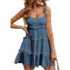 imageMakeMeChic Womens Summer Mini Dress Wedding Guest Dresses Spaghetti Strap Beach Boho Flowy SundressesDusty Blue