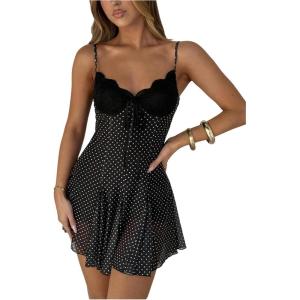 imageMakeMeChic Womens Leopard Print Mini Dress Lace V Neck Tie Front Cheetah Short Dresses Party Club Rave OutfitsBlack