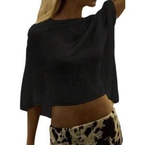 imageMakeMeChic Womens Mesh Sheer Poncho Top Crochet Knit Asymmetric Shawl Summer Beach Cover UpSolid Black