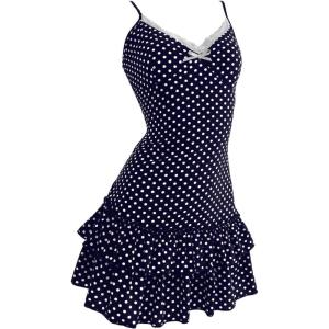 imageMakeMeChic Womens Polka Dots Lace Cami Dress V Neck Tiered Ruffle Y2k Mini DressesBlue a