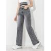 imageMakeMeChic Girls Denim Pants High Waisted Straight Leg Jeans with PocketsDark Grey