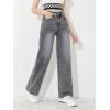 imageMakeMeChic Girls Denim Pants High Waisted Straight Leg Jeans with PocketsDark Grey